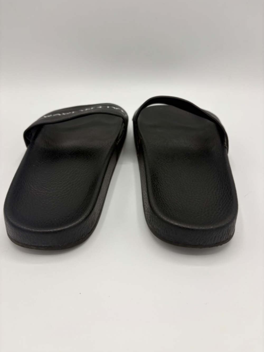 Authentic Balenciaga Womens Slides Sandals Size Eu 38 Black Leather Logo - Picture 5 of 7